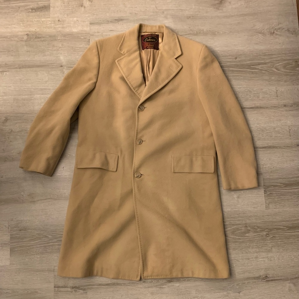 100% Cashmere Pea Coat  Tan Custom Measurements In Description/Photos Size M/L